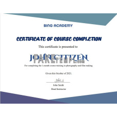 USA fake Course Completion certificate template in Word and PDF format