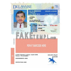 USA Delaware fake driving license photoshop template PSD