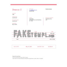 USA Denson Z fake Invoice Word and PDF template