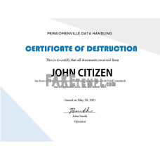 USA fake Destruction certificate template in Word and PDF format