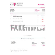 USA Deutsche Telecom fake Invoice Word and PDF template