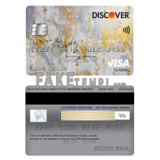 USA Discover bank fake visa classic card photoshop template PSD