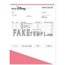 USA Disney fake Invoice Word and PDF template