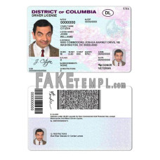 USA District of Columbia fake driving license photoshop template PSD