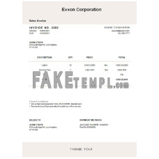 USA Exxon Corporation fake Invoice Word and PDF template