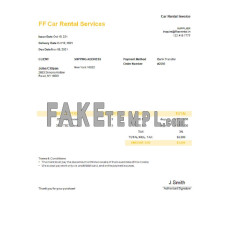 USA FF Car Rental Services fake Invoice Word and PDF template