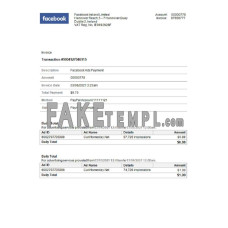 USA Facebook fake Invoice Word and PDF template