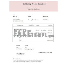 USA GetGoing Travel Services fake Invoice Word and PDF template