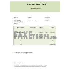 USA Gracious Green Corp fake Invoice Word and PDF template