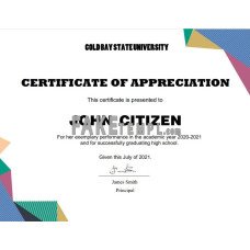 USA fake Graduation fake Appreciation Certificate template in Word and PDF format