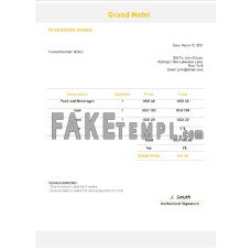 USA Grand Hotel fake Invoice Word and PDF template