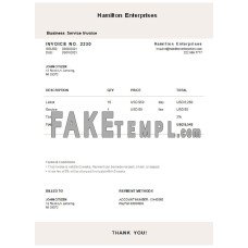 USA Hamilton Enterprises fake Invoice Word and PDF template