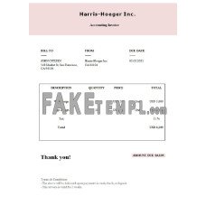 USA Harris-Hoeger Inc. fake Invoice Word and PDF template