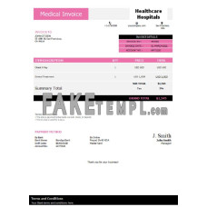 USA Healthcare Hospitals fake Invoice Word and PDF template