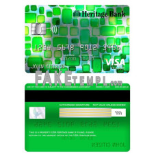 USA Heritage bank fake visa classic card photoshop template PSD