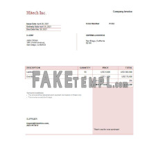 USA Hitech Inc. fake Invoice Word and PDF template