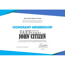 USA fake Honorary Membership certificate template in Word and PDF format