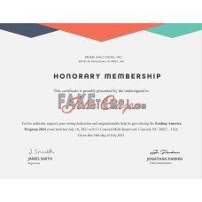 USA fake Honorary certificate template in Word and PDF format