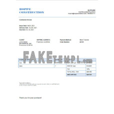 USA Hope Construction fake Invoice Word and PDF template