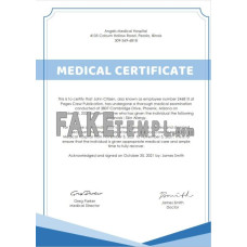 USA fake Hospital Medical certificate template in Word and PDF format