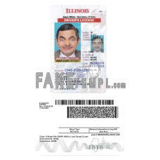 USA Illinois state vertical fake driving license photoshop template PSD