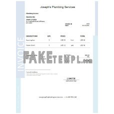 USA Joseph’s Plumbing Services fake Invoice Word and PDF template