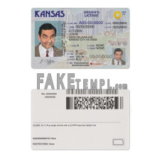 USA Kansas state fake driving license photoshop template PSD