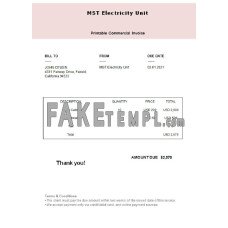 USA MST Electricity Unit fake Invoice Word and PDF template