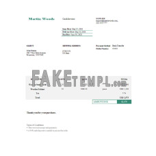 USA Martin Woods fake Invoice Word and PDF template