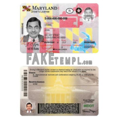 USA Maryland state fake driving license photoshop template PSD