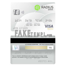 USA Massachusetts Radius bank fake visa electron card photoshop template PSD