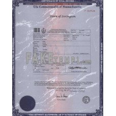 USA Massachusetts state fake birth certificate photoshop template PSD 