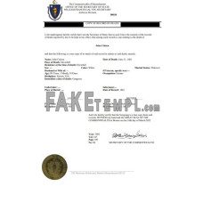 USA fake Massachussetts Death Certificate statement template in Word and PDF format