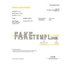 USA Mathew Autostation fake Invoice Word and PDF template