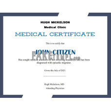 USA fake Medical certificate template in Word and PDF format