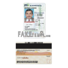 USA Minnesota state vertical fake driving license photoshop template PSD