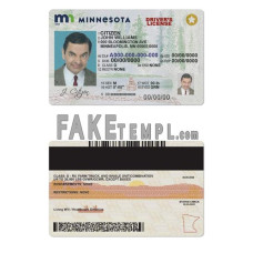 USA Minnesota state fake driving license photoshop template PSD