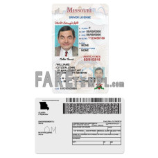 USA Missouri state vertical fake driving license photoshop template PSD