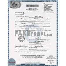 USA Nevada state fake marriage certificate photoshop template PSD 