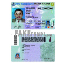 USA New Hampshire fake driving license photoshop template PSD