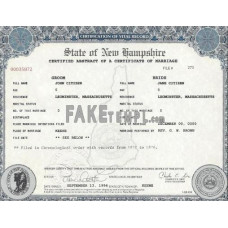 USA New Hampshire state fake marriage certificate photoshop template PSD 