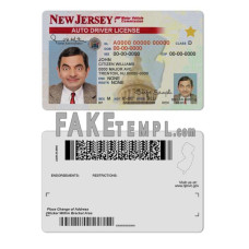 USA New Jersey fake driving license photoshop template PSD