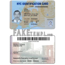 USA New York identity card photoshop template PSD