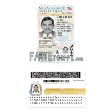 USA New York state vertical fake driving license photoshop template PSD