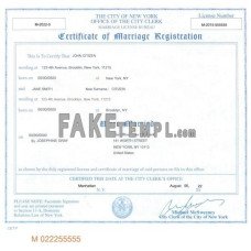 USA New York state fake marriage certificate photoshop template PSD 