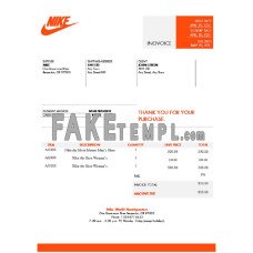 USA Nike fake Invoice Word and PDF template