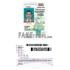 USA North Carolina state vertical fake driving license photoshop template PSD