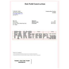 USA Oak Field Construction fake Invoice Word and PDF template