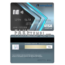 USA Ohio SUTTON bank fake visa signature card photoshop template PSD