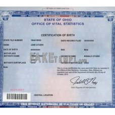 USA Ohio state fake birth certificate photoshop template PSD 